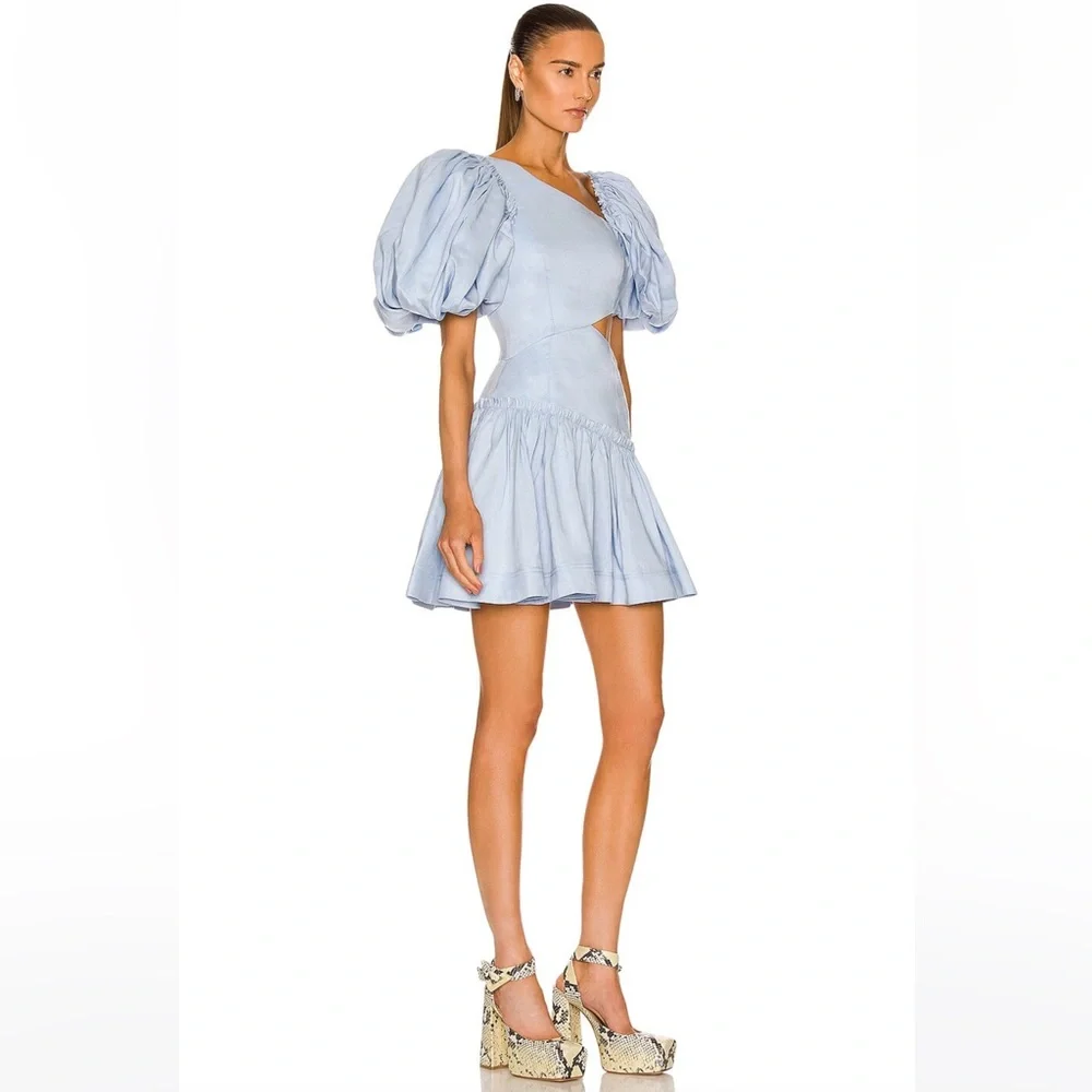 Aje Chateau Cut Out Mini Dress Sky Blue - Picture 7 of 9